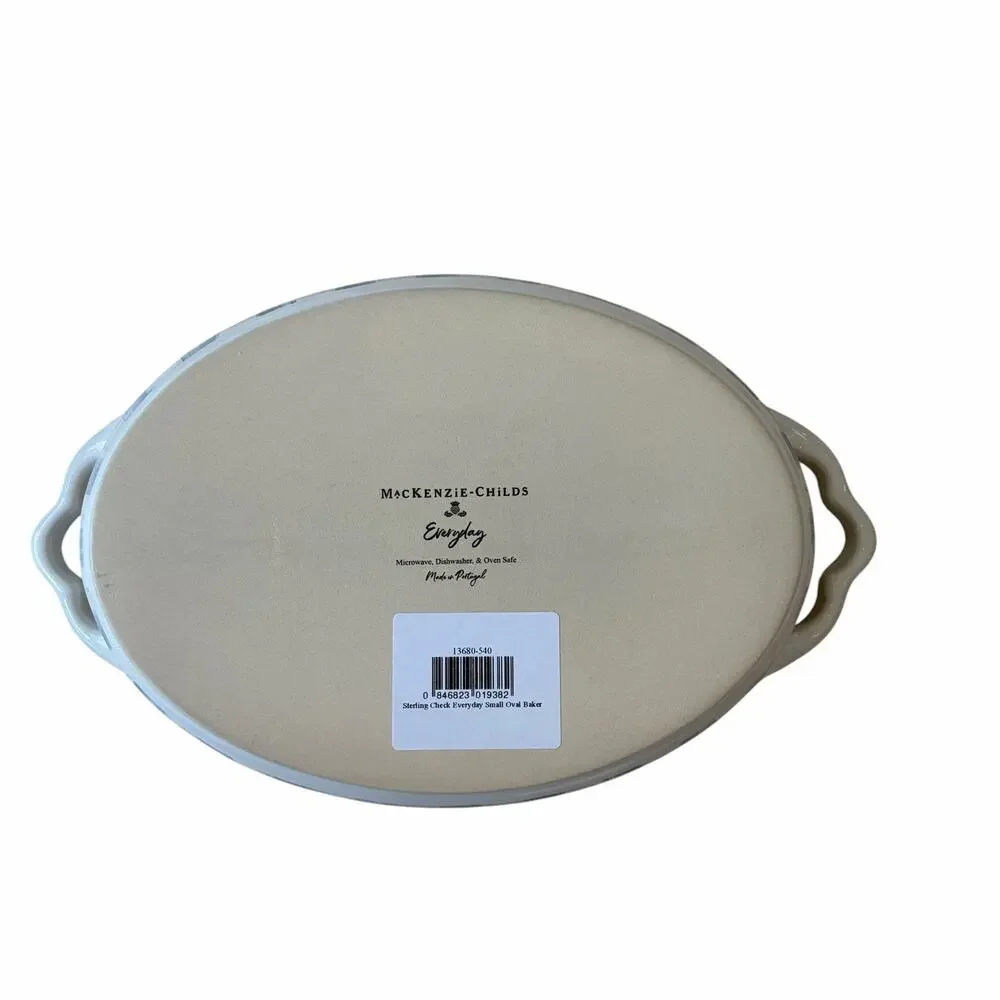 NEW MacKenzie-Childs Sterling Check Everyday Small Oval Baker